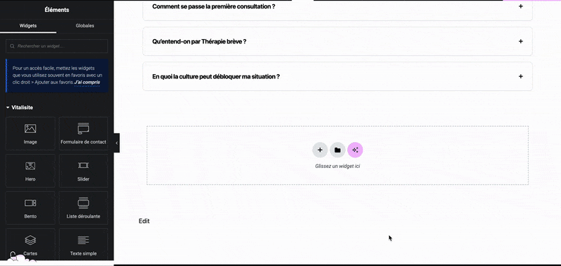 Interface de personnalisation WordPress pour votre site de psychologue, naturopathe ou ostéopathe